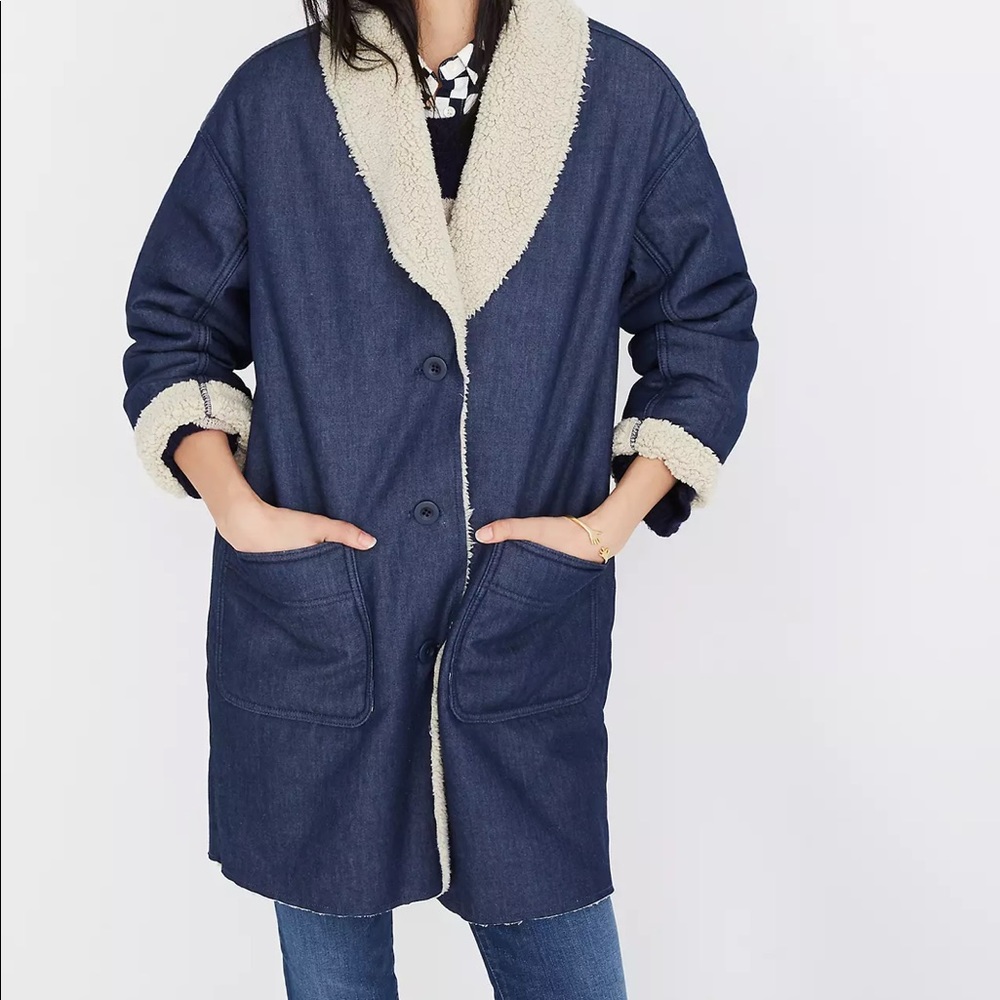 Madewell Sherpa-Bonded Denim Cocoon Coat
